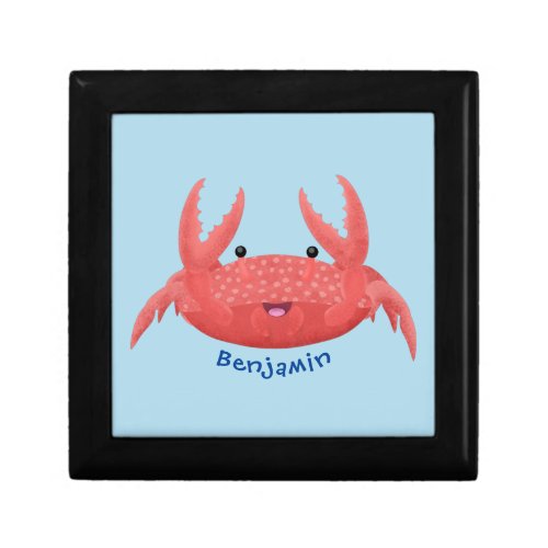 Cute red spotty crab cartoon illustration gift box