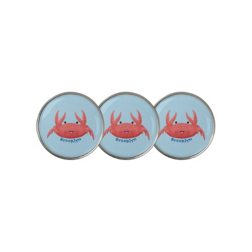 Cute red spotty crab cartoon illustration golf ball marker