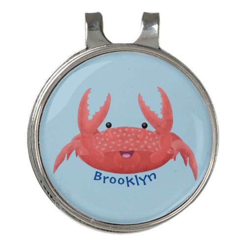 Cute red spotty crab cartoon illustration golf hat clip