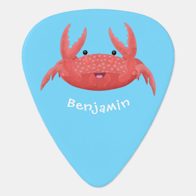 Cute red spotty crab cartoon illustration  guitar pick (Front)