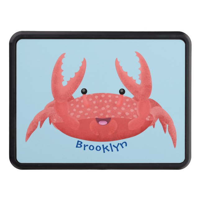 Cute red spotty crab cartoon illustration hitch cover (Front)