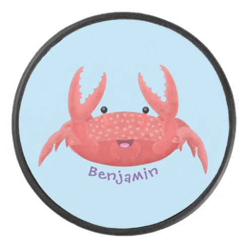 Cute red spotty crab cartoon illustration hockey puck