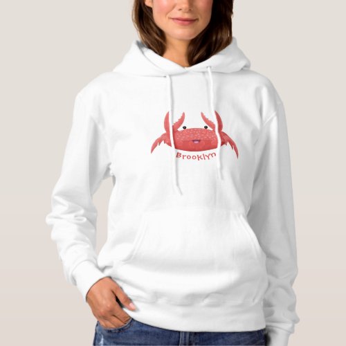 Cute red spotty crab cartoon illustration hoodie