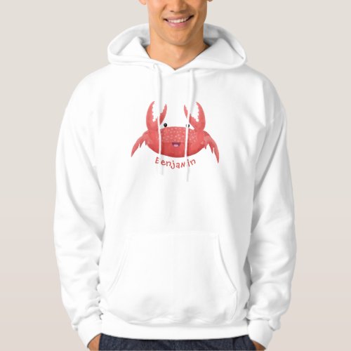 Cute red spotty crab cartoon illustration hoodie