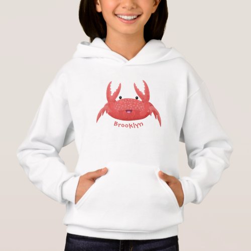 Cute red spotty crab cartoon illustration hoodie