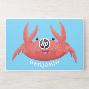 Cute red spotty crab cartoon illustration HP laptop skin