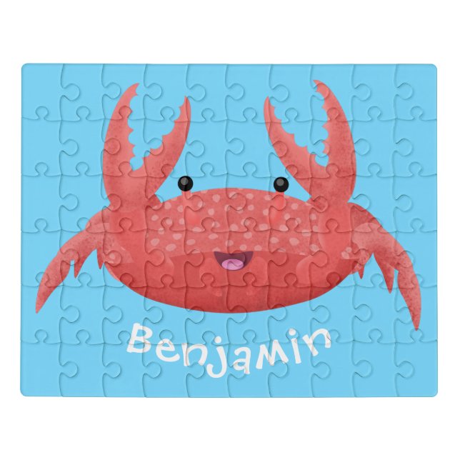 Cute red spotty crab cartoon illustration jigsaw puzzle (Puzzle Horizontal)