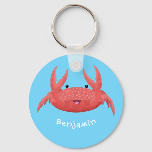 Cute red spotty crab cartoon illustration keychain