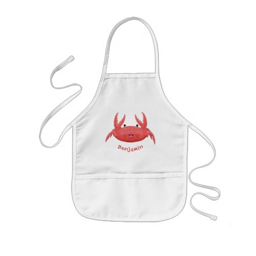 Cute red spotty crab cartoon illustration kids apron