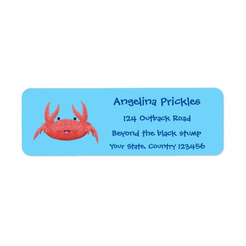 Cute red spotty crab cartoon illustration label