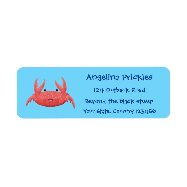 Cute red spotty crab cartoon illustration label (Front)