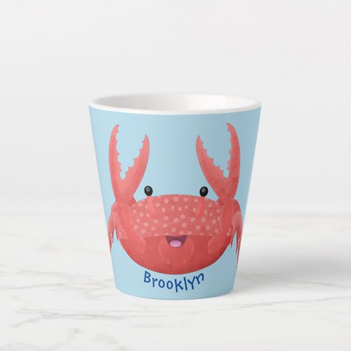 Cute red spotty crab cartoon illustration latte mug