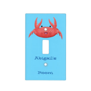 Cute red spotty crab cartoon illustration light switch cover