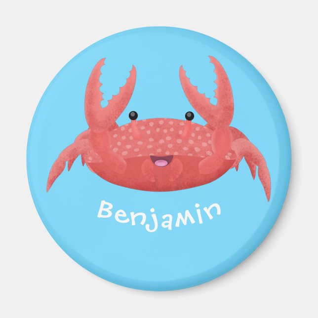 Cute red spotty crab cartoon illustration magnet (Front)
