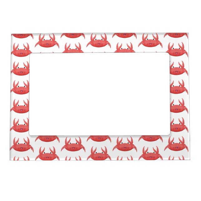 Cute red spotty crab cartoon illustration magnetic frame (Front)