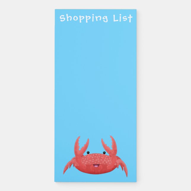 Cute red spotty crab cartoon illustration magnetic notepad (Front)