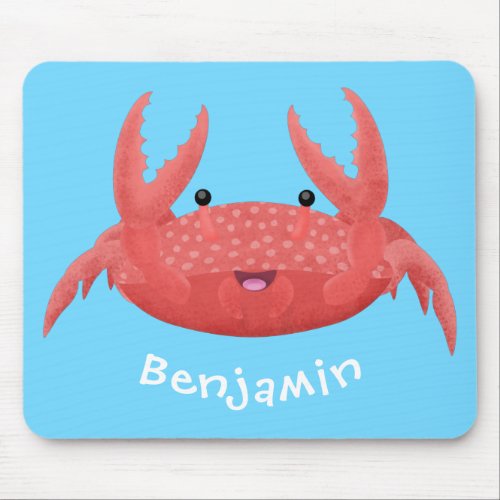 Cute red spotty crab cartoon illustration mouse pad