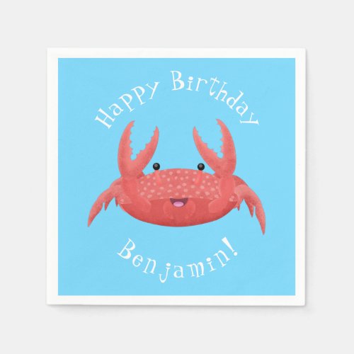 Cute red spotty crab cartoon illustration napkins