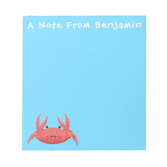 Cute red spotty crab cartoon illustration notepad (Front)