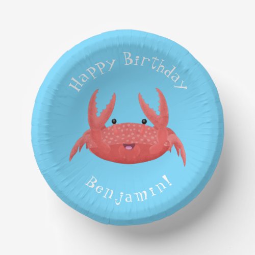 Cute red spotty crab cartoon illustration paper bowls