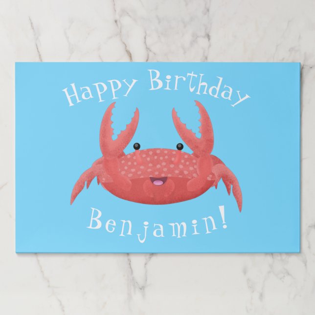 Cute red spotty crab cartoon illustration paper pad (Front)