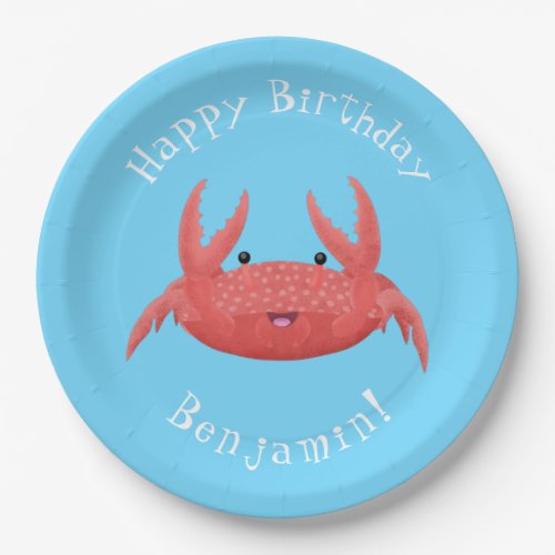 Cute red spotty crab cartoon illustration paper plates