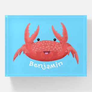Cute red spotty crab cartoon illustration paperweight