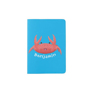 Cute red spotty crab cartoon illustration passport holder