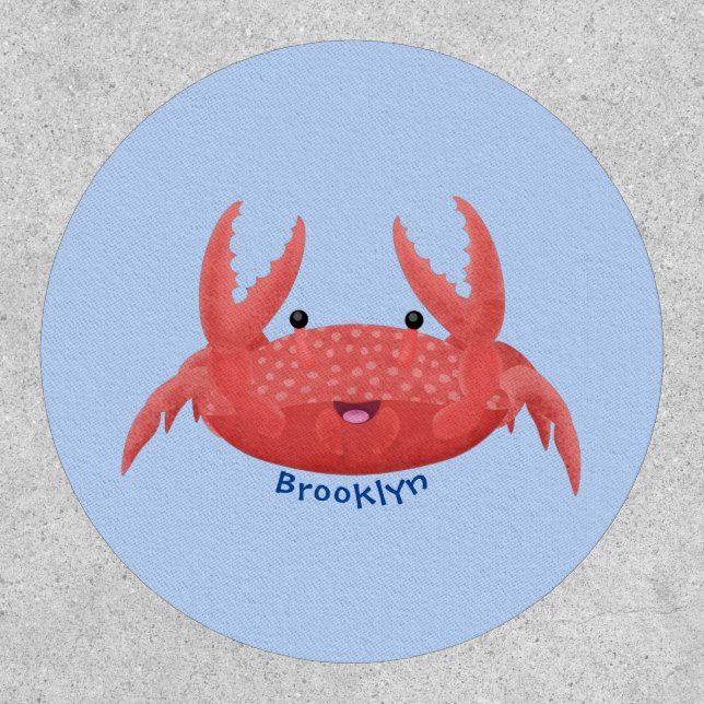 Cute red spotty crab cartoon illustration patch (Front)