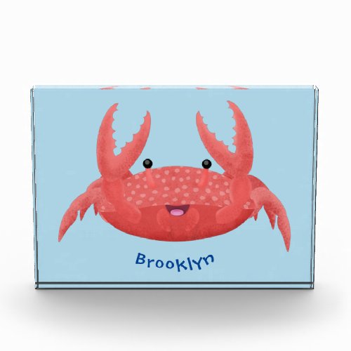 Cute red spotty crab cartoon illustration photo block