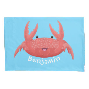 Cute red spotty crab cartoon illustration pillow case