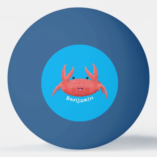 Cute red spotty crab cartoon illustration ping pong ball (Front)
