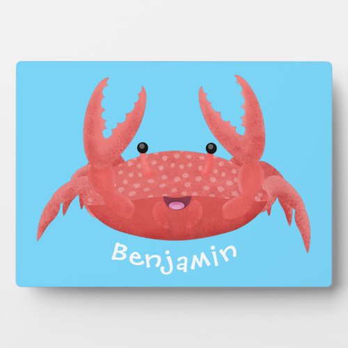 Cute red spotty crab cartoon illustration plaque