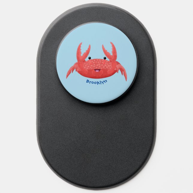 Cute red spotty crab cartoon illustration PopSocket (Popsocket)