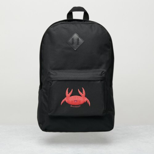 Cute red spotty crab cartoon illustration port authority backpack