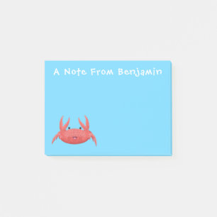 Cute red spotty crab cartoon illustration post-it notes