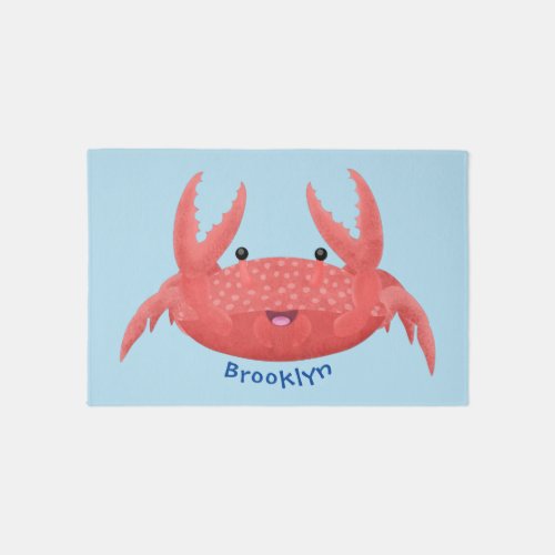 Cute red spotty crab cartoon illustration rug