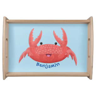 Cute red spotty crab cartoon illustration serving tray