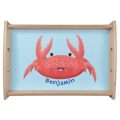 Cute red spotty crab cartoon illustration serving tray