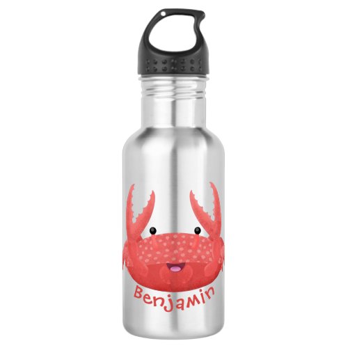 Cute red spotty crab cartoon illustration stainless steel water bottle