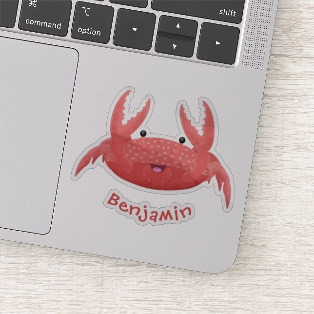 Cute red spotty crab cartoon illustration sticker (Detail)