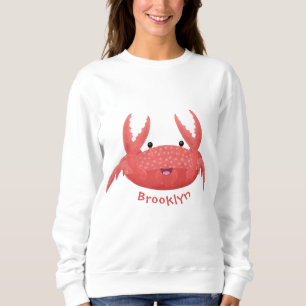 Cute red spotty crab cartoon illustration sweatshirt