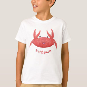 Cute red spotty crab cartoon illustration T-Shirt