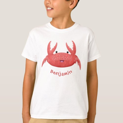 Cute red spotty crab cartoon illustration T_Shirt