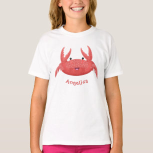 Cute red spotty crab cartoon illustration T-Shirt
