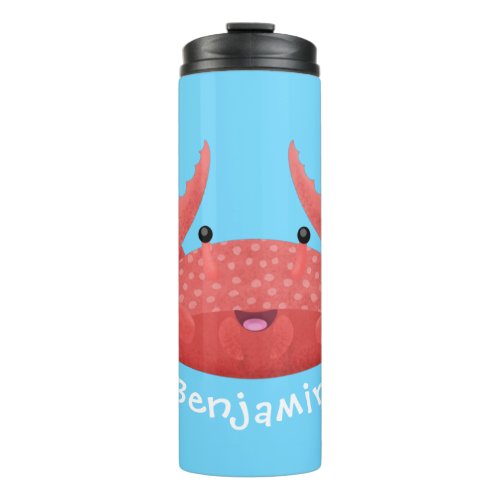 Cute red spotty crab cartoon illustration thermal tumbler