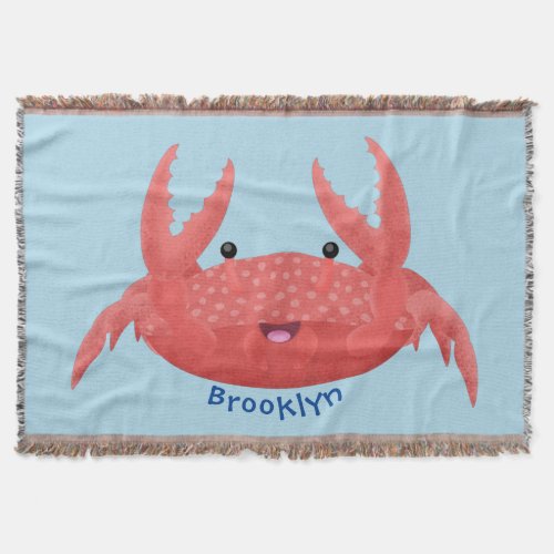 Cute red spotty crab cartoon illustration throw blanket