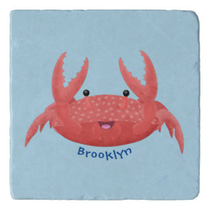 Cute red spotty crab cartoon illustration trivet