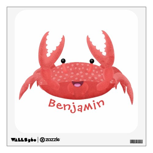 Cute red spotty crab cartoon illustration wall decal