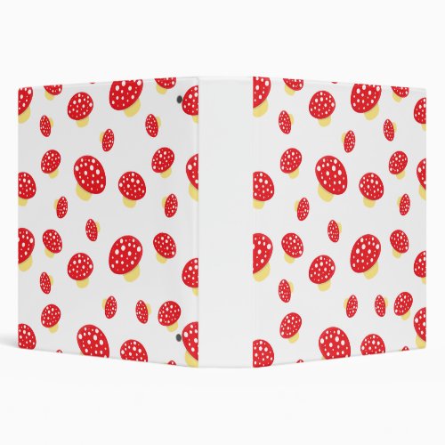 Cute Red Spotty Toadstool Mushrooms Pattern 3 Ring Binder